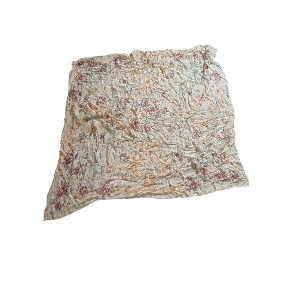 Square Sheer Rose Print Soft Pastel Silk Scarf